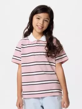 Детская рубашка-поло Uniqlo Dry Pique в полоску с коротким рукавом 12 PINK/KIDS 130