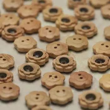 Детская рубашка с пуговицами «Деревянный цвет сливы», вязаный кардиган, верхняя часть рукава, воротник, пуговица, деревянная декоративная пуговица 1 #[Two eyes flower black] 11.5mm