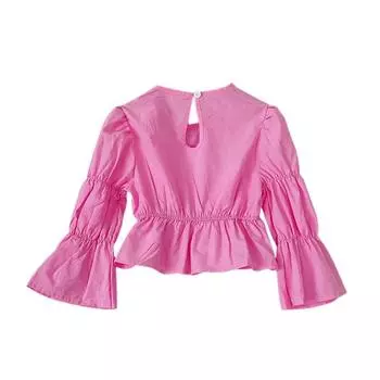Детская рубашка с пузырьковыми рукавами для девочек, тонкая кукольная рубашка, темпераментные корейские блузки 90