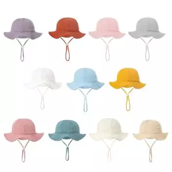 Детская рыбацкая шляпа, однотонная шляпа с широкими полями, детская шляпа