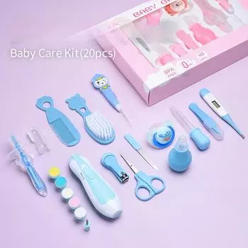 Детская щетка, расческа, назальный аспиратор, набор из 20 предметов для ухода за маленькими детьми. Тщательный уход за маленькими детьми дома, всегда имейте предметы первой необходимости. розовый