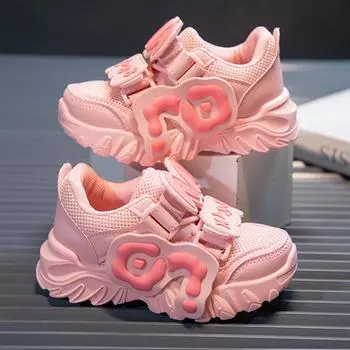 Детская сетчатая обувь для девочек, спортивная обувь для весны и осени, новые дышащие туфли для девочек и пап, универсальные кроссовки с мягкой подошвой 26