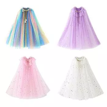 Детская шаль-накидка с вуалью «Холодное сердце» Эльзы L фиолетовый