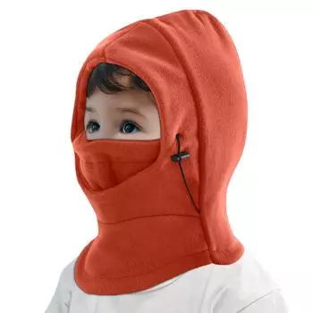Детская шапка-балаклава, толстая термозащитная ветрозащитная лыжная велосипедная маска для лица, шапки One Size оранжевый