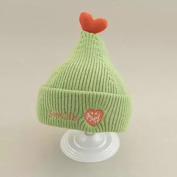Детская шапка Beveniz 3D Heart Smile, зеленая, корейские товары для детей