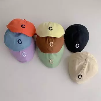 Детская шапка, детский берет, шапка художника, вышитая буква C, шапки для мальчиков и девочек