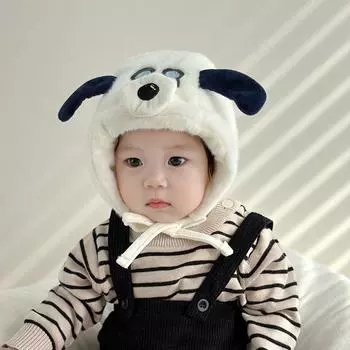 Детская шапка милая, очень милая, зимняя собака, пилот, защитные уши, плюшевая шапка, утолщенная, зимняя, детская, лысая шапка Recommended for 3-24 months (42-48cm)