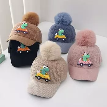 Детская шапка Мультяшная плюшевая бейсбольная кепка Теплые шапки для мальчиков и девочек Шапки