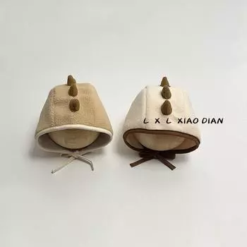 Детская шапка мужского пола сокровище милый супер милый динозавр плюшевая теплая ветрозащитная шапка с ушками для младенца детская шапка на шнуровке