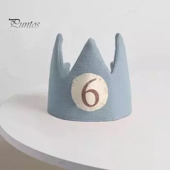 Детская шапка на день рождения с наклейками с цифрами 1-6, регулируемый ремешок для вечеринки, праздника для маленьких мальчиков и девочек, шляпа с короной «С Днем Рождения», реквизит для фотосессии синий