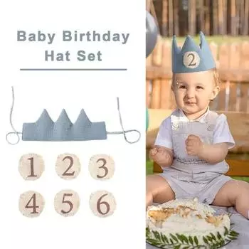 Детская шапка на день рождения с наклейками с цифрами 1-6, регулируемый ремешок для вечеринки, праздника для маленьких мальчиков и девочек, шляпа с короной «С Днем Рождения», реквизит для фотосессии синий