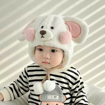 Детская шапка осень-зима шапка Lei Feng милая детская ветрозащитная шапка-ушанка для мальчиков и девочек флисовый пуловер шапка 45-48cm recommended 4 months-2 years old бежевый