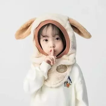 Детская шапка, осенне-зимний шарф, интегрированный ветрозащитный капюшон, маска, утепленная теплая шея, ветрозащитная шапка, пуловер, кепка хаки