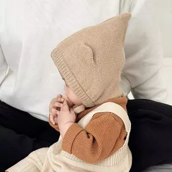 Детская шапка осенне-зимняя теплая ветрозащитная защитная шапка для ушей шерстяная вязаная шапка для мальчиков и девочек детский пуловер шапка для маленького возраста 42-50cm recommended 6-30 months