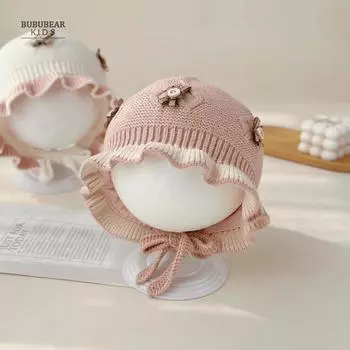 Детская шапка осенне-зимняя вязаная шапка для девочки зимняя теплая защитная шапка для ушей детская шерстяная шапка белый