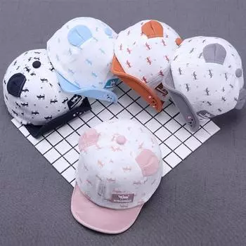 Детская шапка с милым принтом мультяшного кота, детская бейсбольная кепка с козырьком темно-синий