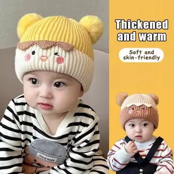 Детская шапка с помпоном, шапки-бини для малышей, шапочки-чепчики, аксессуары для девочек и мальчиков 1-3 года 08