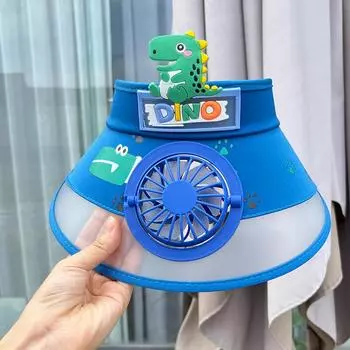 Детская шапка с пустым верхом, классная летняя шляпа с козырьком, солнцезащитная шляпа с вентилятором, заряжающая мальчика, малыша, мультяшная шляпа от солнца