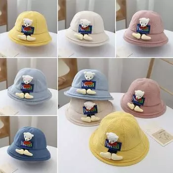 Детская шапка-тазик с героями мультфильмов для детей 1-4 лет, детская шляпа от солнца с широкими карнизами, детская утолщенная рыбацкая шляпа