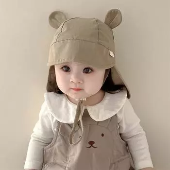 Детская шапка Тонкие солнцезащитные шляпы Повседневная детская шляпа рыбака round ear бежевый