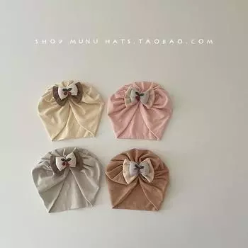 Детская шапка весна и осень милая очень милая маленькие ушки детская родничок шина шапка для мальчиков и девочек пуловер шапка прилив 42-46Cm (recommended for 1-12 months)