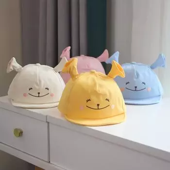 Детская шапка весна и осень мужская и женская новая труба смайлик солнцезащитная шапка утиный язычок детская корейская версия бежевый