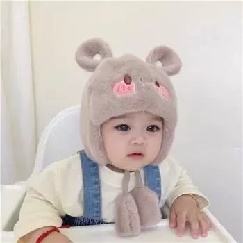 Детская шапка, защитная шапка для ушей, плюшевая шапка для мальчиков и девочек, теплая шапка розовый