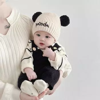 Детская шапка зимняя детская месячная шерстяная шапка защитная шапка для ушей детская милая вязаная шапка утолщенная на зиму Reference 6-24 months (44-49cm)