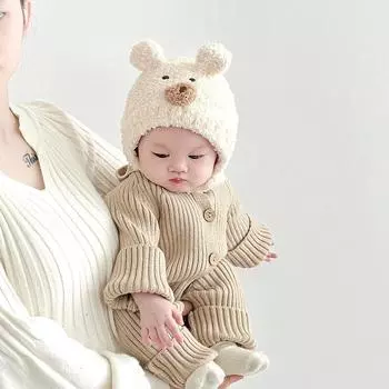 Детская шапка зимняя детская милая теплая шапка с ушками для младенца очень милая шерстяная шапка маленькая месячная зимняя очень милая