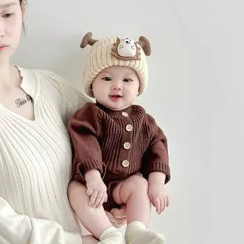 Детская шапка зимняя для малышей миленькая вязаная шапка с ушками для малышей и малышей на улице утолщенная ветрозащитная шерстяная шапка 6 months-3 years old (45-50CM) + average size