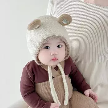 Детская шапка зимняя милая вязаная шапка для защиты ушей на месяц очень милая универсальная мужская и женская детская шерстяная шапка