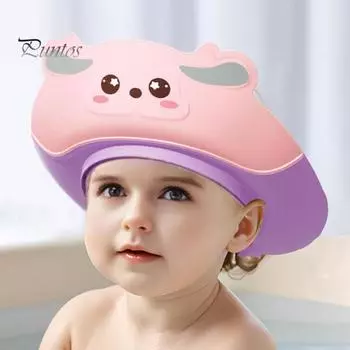 Детская шапочка для душа, регулируемая шапочка для купания с мультяшным оленем для малышей, водонепроницаемая защита для ушей, детская шапочка для предотвращения попадания воды розовый