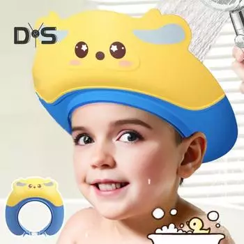Детская шапочка для душа, регулируемая шапочка для купания с мультяшным оленем для малышей, водонепроницаемая защита для ушей, детская шапочка для предотвращения попадания воды розовый