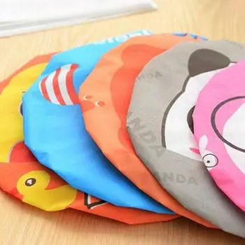 Детская шапочка для душа с мультяшным милым животным принтом, водонепроницаемая шапка для волос для купания в салоне оранжевый