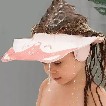 Детская шапочка для купания, козырек для шампуня, детская мягкая шапочка для душа, регулируемая шапочка из ЭВА, водонепроницаемая защита для глаз, наушник, головной убор, кепка «Лиса»