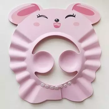 Детская шапочка для купания, регулируемый размер, водонепроницаемая шапочка для мытья с защитой ушей, розовая