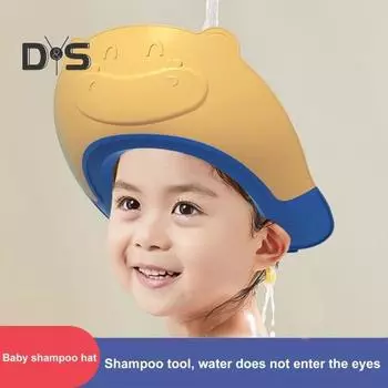 Детская шапочка для мытья головы Экологичная, расширяемая, регулируемая окружность головы, многоразовая, удобная, водонепроницаемая, силиконовая, для защиты ушей, детская синий