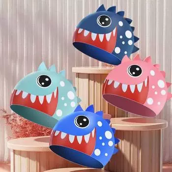 Детская шапочка для плавания с изображением животных из мультфильмов, водонепроницаемая шапочка для плавания с принтом, водные виды спорта темно-синий