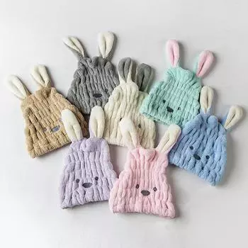 Детская шапочка для сухих волос, коралловая бархатная шапочка с присоской для ушей кролика, шапочка для душа для женщин и взрослых 30*25 бежевый