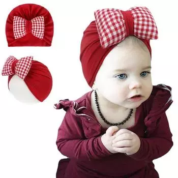 Детская шапочка из чистого хлопка класса А для новорожденных, цветная повязка на голову с бантом, милая детская шапочка для весны, лета и осени One size