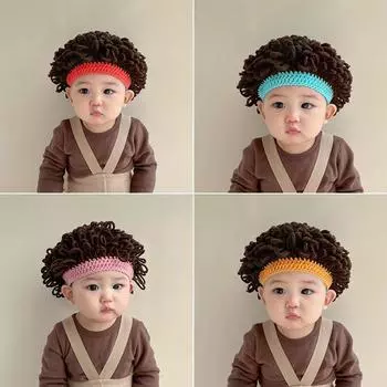 Детская шапочка-парик для мальчика, детская весенне-осенняя шапочка для завивки волос для мальчика, осенне-зимняя детская взрывная головка для мальчика, милая и забавная 1 month to 5 years old темно-коричневого