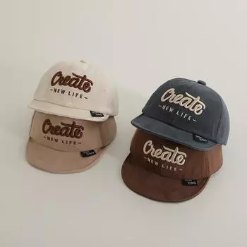 Детская шапочка с вышивкой медведя на весну и осень, мягкие поля, подходящие по цвету кепка в иностранном стиле, детская бейсболка, корейская версия, прилив 48Cm adjustable, suitable for about 6-18 months бежевый