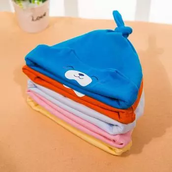 Детская шапочка, шапочка для младенцев, хлопковая детская шапка, милая шапочка с мультяшным медведем для мальчиков и девочек