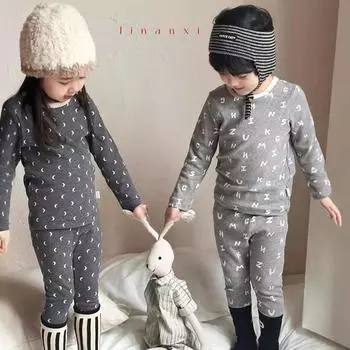 Детская шерстяная домашняя одежда без застежек - унисекс, комплект из 2 предметов, тип А, для детей от 2 до 5 лет, весна/осень. 100 cm