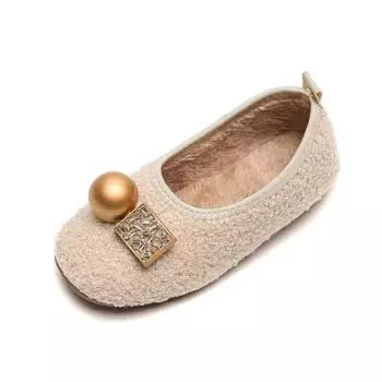 Детская шерстяная обувь женская осенне-зимняя сетка красная симпатичная хлопковая обувь шапочки для девочек с бархатом теплая детская одежда 23 чёрный