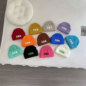 Детская шикарная вязаная шапка, уютная лыжная шапка с надписью на весну, осень и зиму