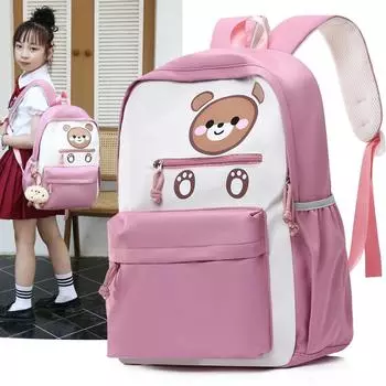 Детская школьная сумка с принтом медведя, рюкзак большой вместимости, студенческий дорожный рюкзак коричневый