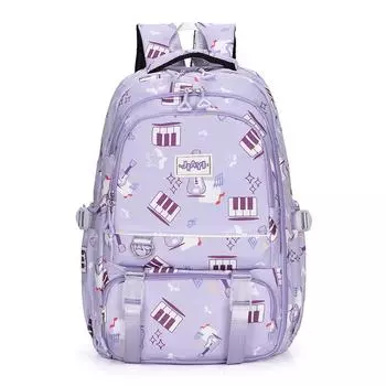 Детская школьная сумка с рисунком из мультфильма, легкая, вместительная, с защитой позвоночника, студенческий рюкзак фиолетовый