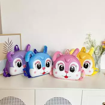 Детская школьная сумка, симпатичная сумка с рисунком яичной скорлупы, для мальчиков и девочек 3-5 лет, школьная сумка для детского сада, детский рюкзак с изображением кролика розовый