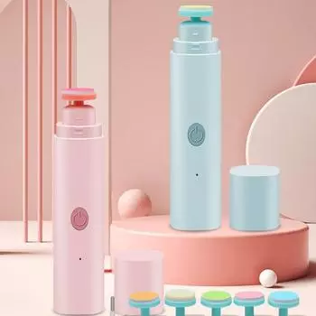 Детская шлифовальная машинка для ногтей, перезаряжаемая, безопасная, бережная обрезка, устойчивая к падению, две скорости управления, набор детских кусачек для ногтей розовый